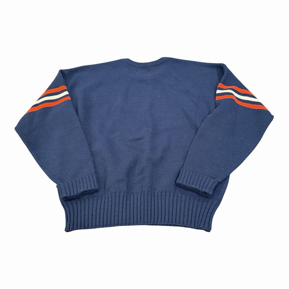 Vintage 80s Cliff Engle Chicago Bears Wool Sweater L Mike Ditka Blue Knit Ditka - Picture 2 of 3